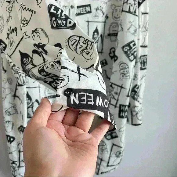 SHEIN Curve UK Graffiti Print Drop Shoulder Shirt Dress Size US 20 - Picture 10 of 14